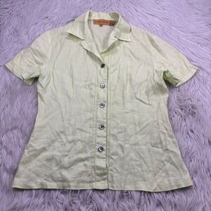 Classiques Entier Women's MP Citron 100% Linen Button Front Blouse Resort Beach
